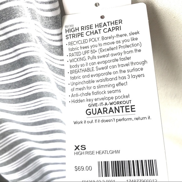 NWT Athleta Heather  horizontal High Rise Striped Leggings XS white stripe new - Picture 4 of 5